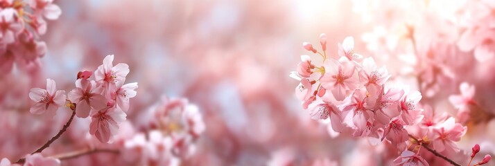 Obraz premium A beautiful close-up of vibrant cherry blossoms in full bloom, capturing the essence of springtime with a soft, defocused background.