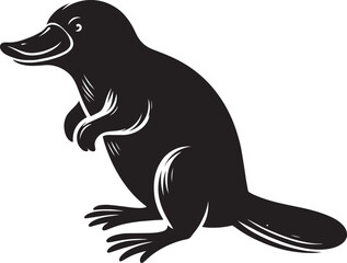 Platypus Silhouette isolated on white background Minimalist Platypus vector shape icon