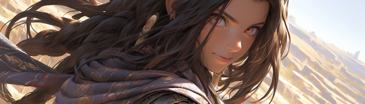 Hyper realistic highly detailed very beautiful androgynous purpleskinned tiefling with golden fox eyes and a sly smile She has long straight black hair with antelope horns and larg