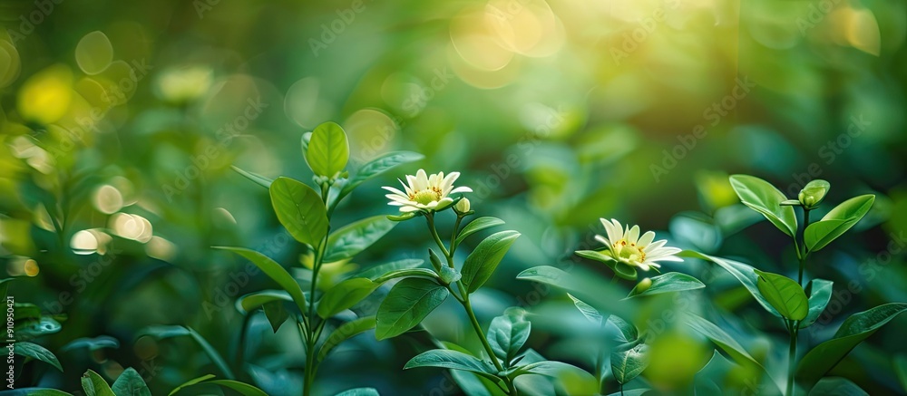 Poster green flower background with copy space image
