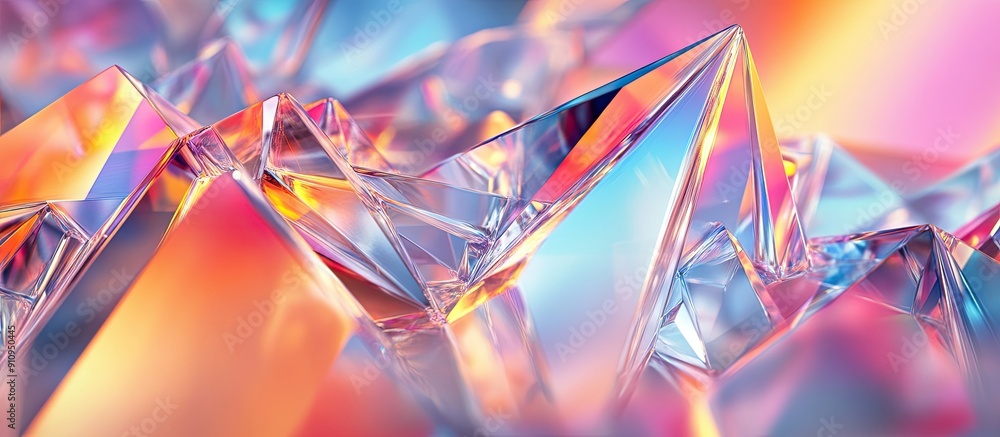 Poster iridescent ai rendering of abstract layered crystal glass background
