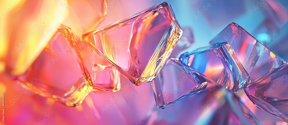 Poster iridescent ai rendering of abstract layered crystal glass background