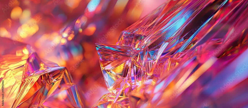 Poster iridescent ai rendering of abstract layered crystal glass background
