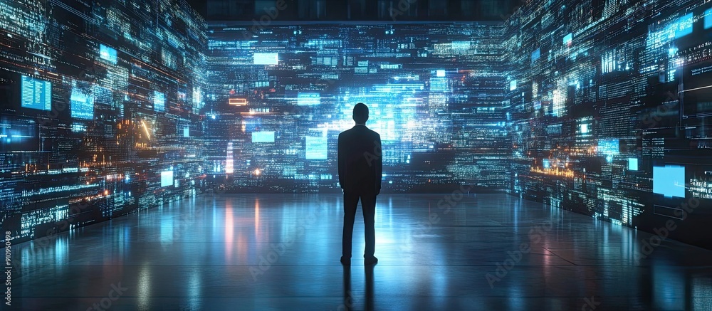 Poster it consultant showcasing a ai tag cloud visualization of information technology concepts