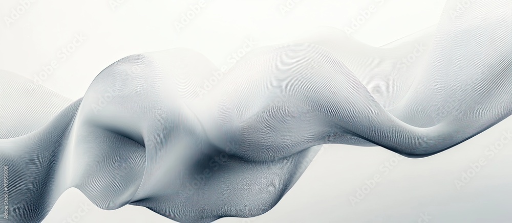 Poster monochrome wave lines creating an abstract background on white modern technology aesthetic