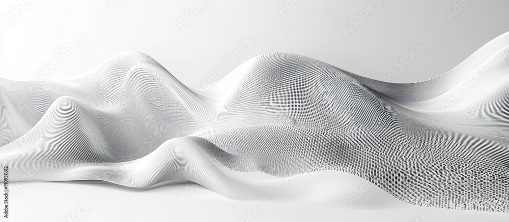 Poster monochrome wave lines creating an abstract background on white modern technology aesthetic