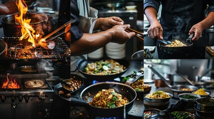 Fototapeta premium A Culinary Symphony: The Art of Asian Cuisine in Action