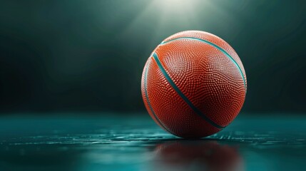 Obraz premium A Basketball With A Spotlight And A Fading Shadow In The Dark Background, Creating A Dramatic Effect, Wallpaper Pictures, Background Hd