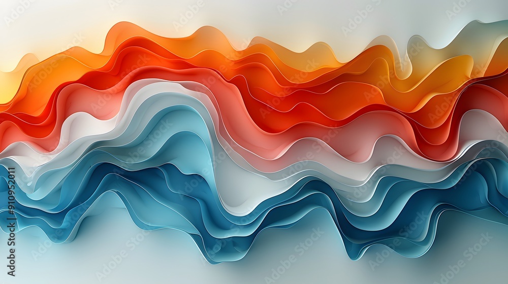 Poster abstract colorful waves. abstract art with layered colorful waves created with paper and digital too