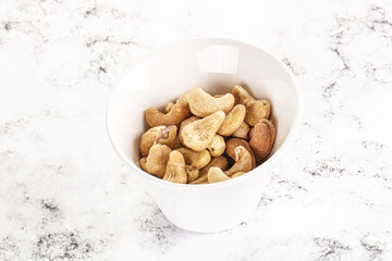 Cashew nuts heap in the bowl