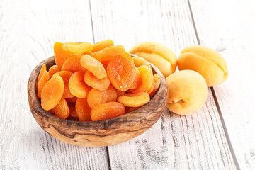 Dried apricot heap in the bowl