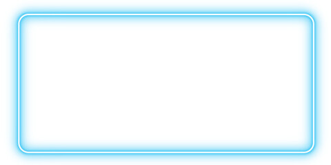 white rectangle frame and Blue glowing neon light. isolated on transparent background and png