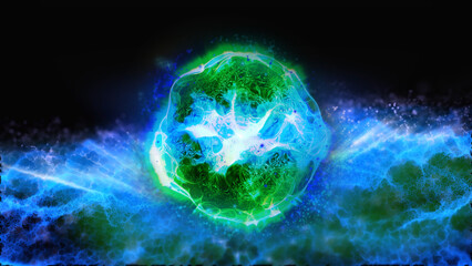 energy sector.Futuristic magical plasma circle  glows in space.
