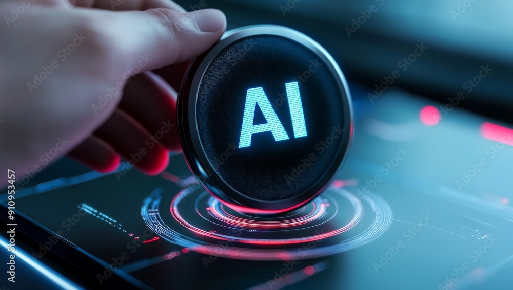 Aufkleber concept of artificial intelligence technology and future.