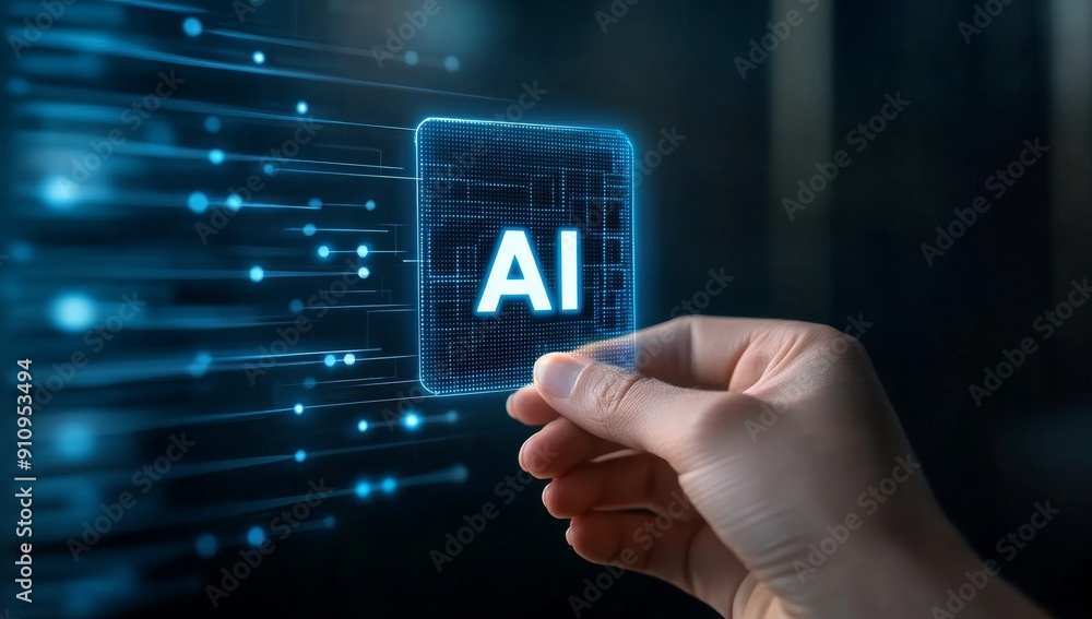 Aufkleber concept of artificial intelligence technology and future.