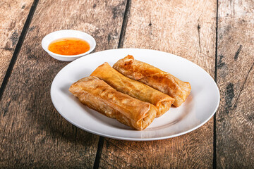 Traditional crispy fried stuffed springroll