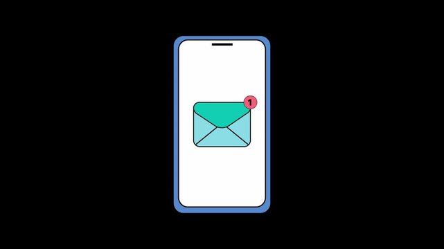 Message notification in phone animated footage transparent