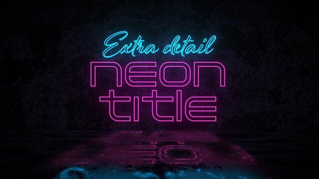 Clean Neon Wall Sign At Night Title Intro