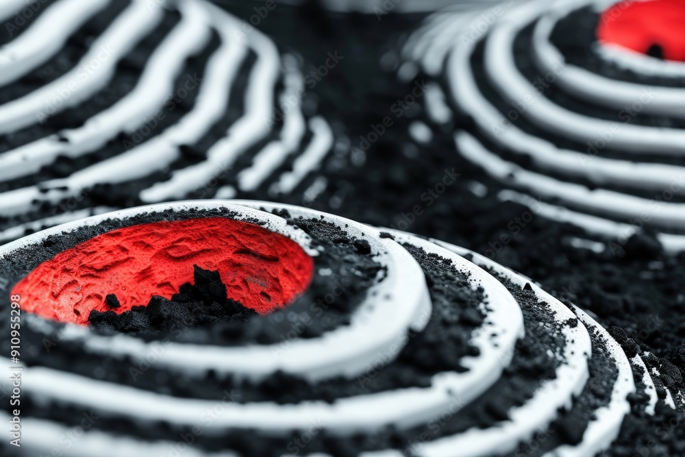 Poster abstract geometric pattern with red center
