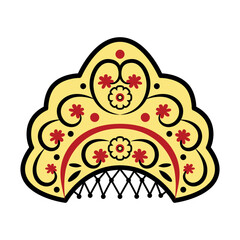 Kokoshnik, Russian folk headdress. Crown, traditional clothing. Isolated vector illustration