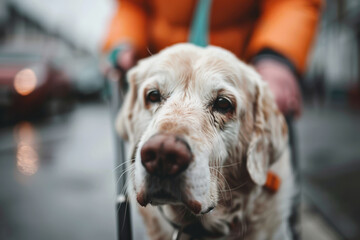 Guide dog assisting visually impaired person