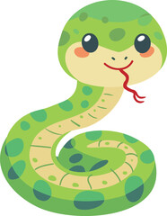 巳年の緑色の蛇のイラスト
