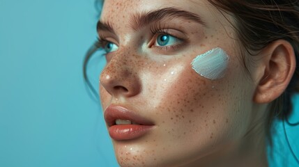 Woman applying skin cream