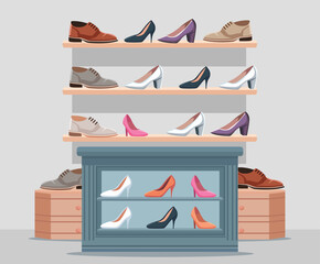 The salesman stands in the shoe store