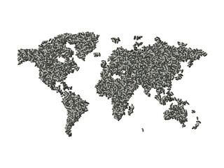 Map of the world made with sunflower seeds. World demand, consumption and trade concepts.