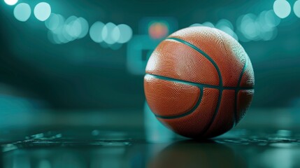 A Basketball Ball On The Floor Of An Empty Basketball Arena, Evoking Anticipation, Wallpaper Pictures, Background Hd