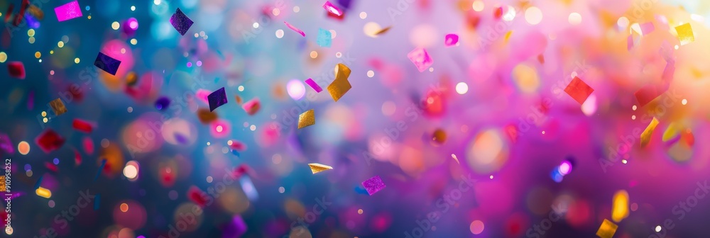Aufkleber a vivid and dynamic image of multicolored confetti falling through the air, creating a festive and j