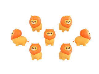 Little Lion mascot 3d cartoon character happy cartoon cute wild character safari mammal cat jungle animal. 3D rendered.
