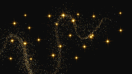 Gold glittering confetti wave and stardust © dniprodd
