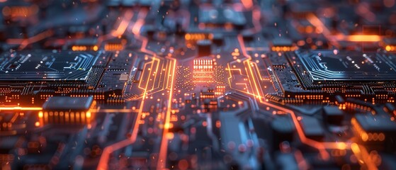 Fototapeta premium processor computer hardware with modern electrical pathways