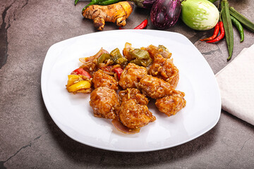 Chinese cuisine - prawn with chili sauce