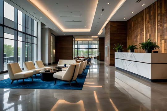 Cozy and modernized lobby of an office