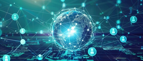 Fototapeta premium International internet day. Connecting people and electronic devices by global network 