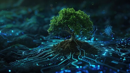 The digital tree on circuitboard