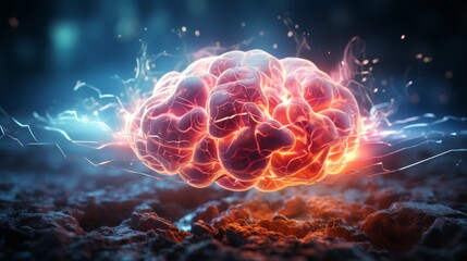 Obraz premium Enhanced Brain Activity in a Futuristic Neural Network.