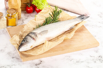 Raw seabass fish for cooking