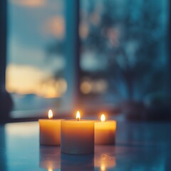 Warm Candlelight Scene with Multiple Candles and Soft Focus Background