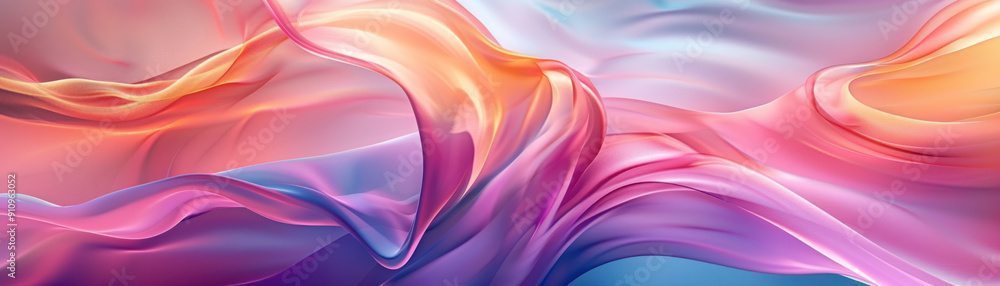 Poster abstract background, a swirling pastel shape dominates the image, with smooth curves and soft edges.