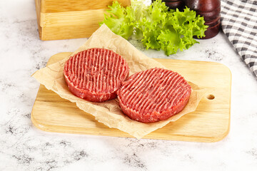 Raw beef  burger cutlet for grill