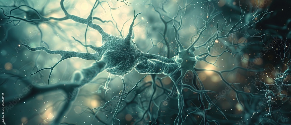 Poster conceptual abstraction of brain neurons. insight concept