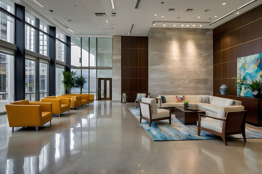 Cozy and modernized lobby of an office