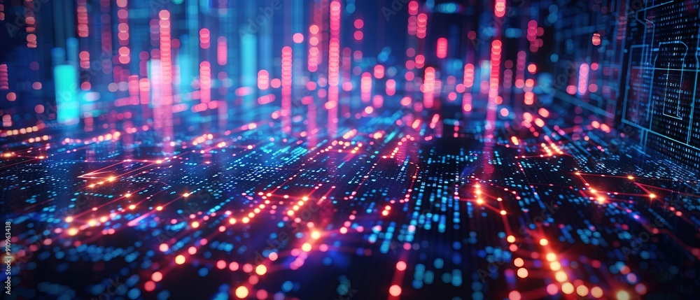 Aufkleber circuit abstract technology background with investment graph