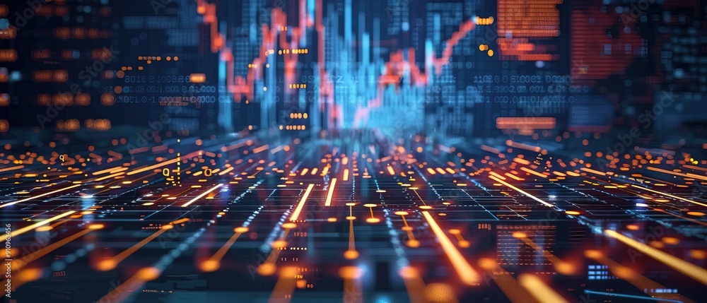 Aufkleber circuit abstract technology background with investment graph