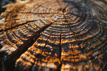 Fototapeta premium Processed image of tree ring old weathered wood texture with the cross section of a cut log