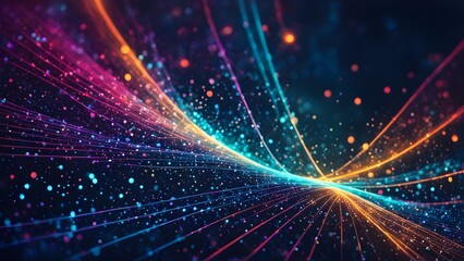 Obraz premium A colorful, swirling line of dots that appear to be moving in a spiral