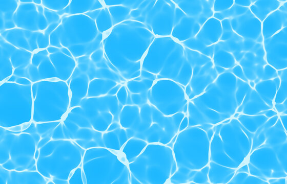 water surface, creating bright patterns on blue background, Sunlight reflecting caustic on calm water. sunny day still waters, shimmering light on tranquil aquatic backdrop